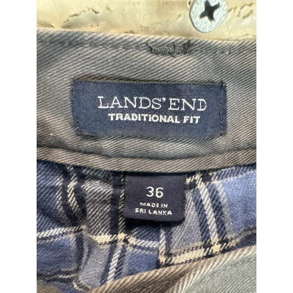Lands' End Men's Traditional Fit Cotton Flannel Lined Chino Pants‎ gray size 36